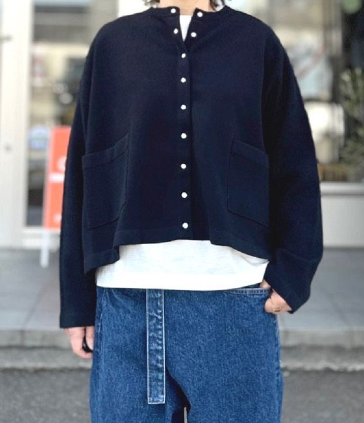 mao made　スナップボタン ワイド カーディガン（ブラック）611127