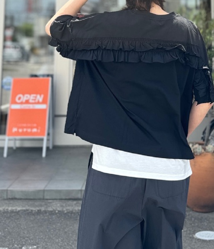 mao made　BASIC ふりふり フリル ワイド TEE（ブラック）621207