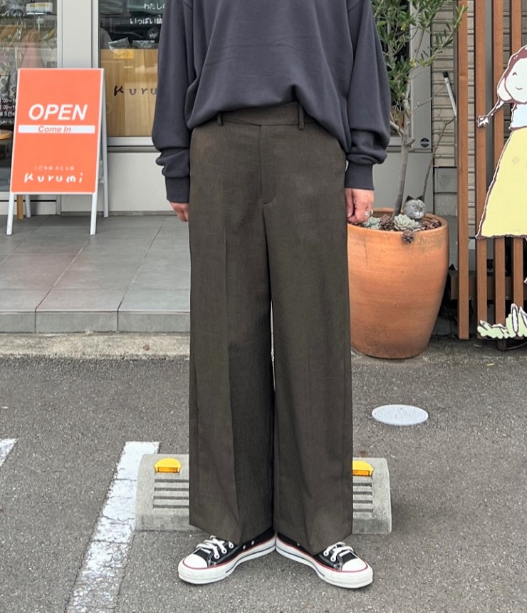 【50%OFF】DONEEYU  ウールライクツイード ワイドパンツ（ブラウン）