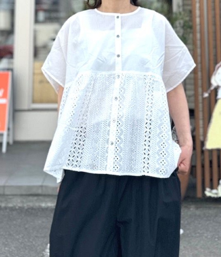 mao made　2WAY  ひらひら ワイド ブラウス（オフ）621301