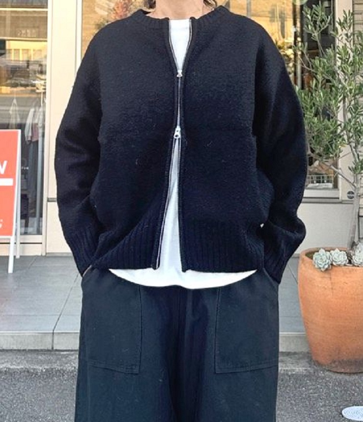 【30%OFF】mao made　ダブルジップ クルーネック ブルゾン（ブラック） 551127