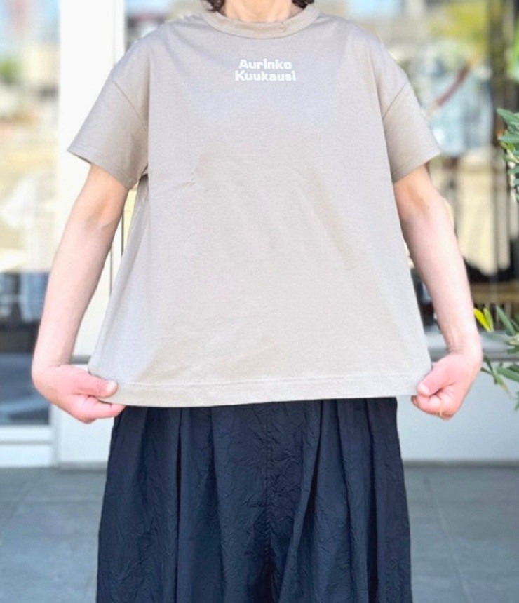 chloro sister  スワイーマイ天竺 太陽と月ロゴ柄 フレアー Tシャツ（アールグレー） CS4669 #chloro sister_toujours ensemble