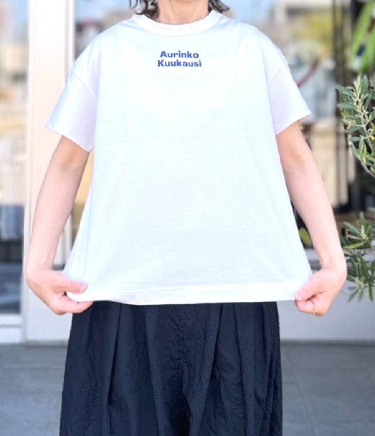 chloro sister  スワイーマイ天竺 太陽と月ロゴ柄 フレアー Tシャツ（ライトグレー） CS4669 #chloro sister_toujours ensemble