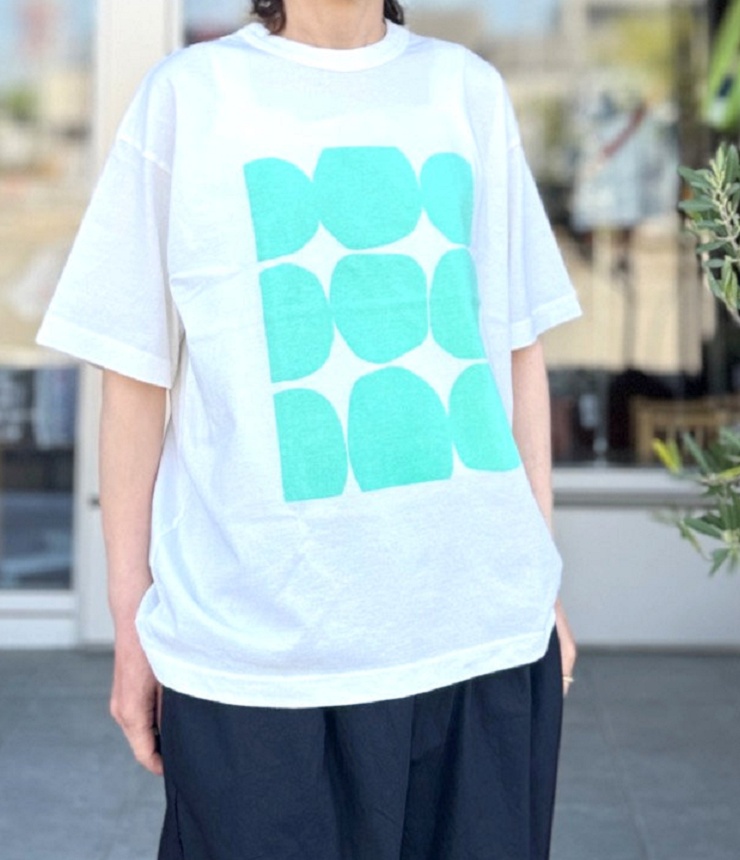 prit　18/1空紡度詰天竺 フレームドット プリント  Tシャツ（ミント） P92644