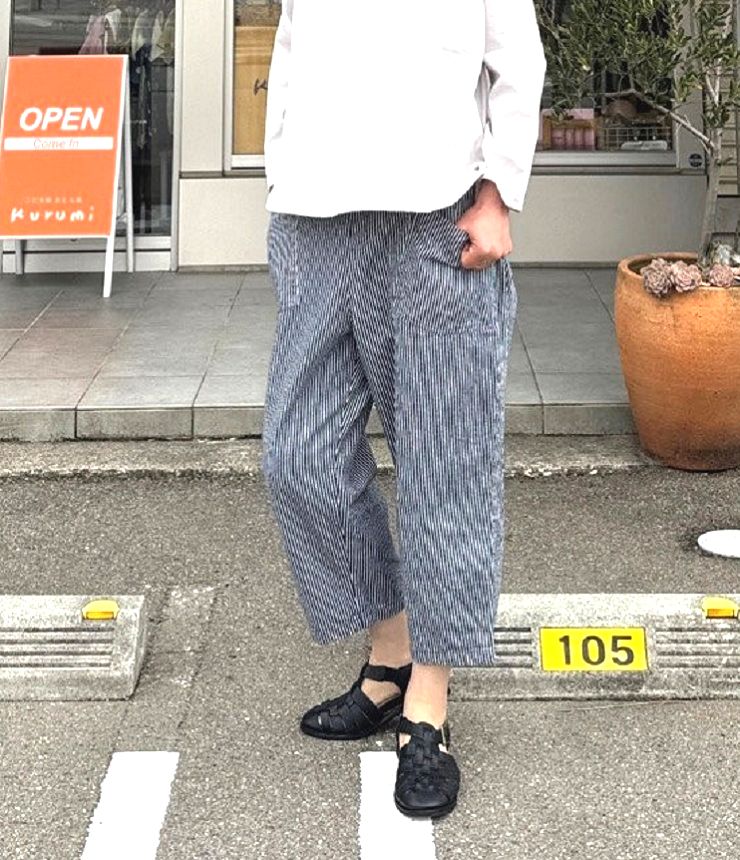 BLUE LAKE MARKET　10sヒッコリー バックヨーク イージーパンツ（ネイビー・太） B-528002