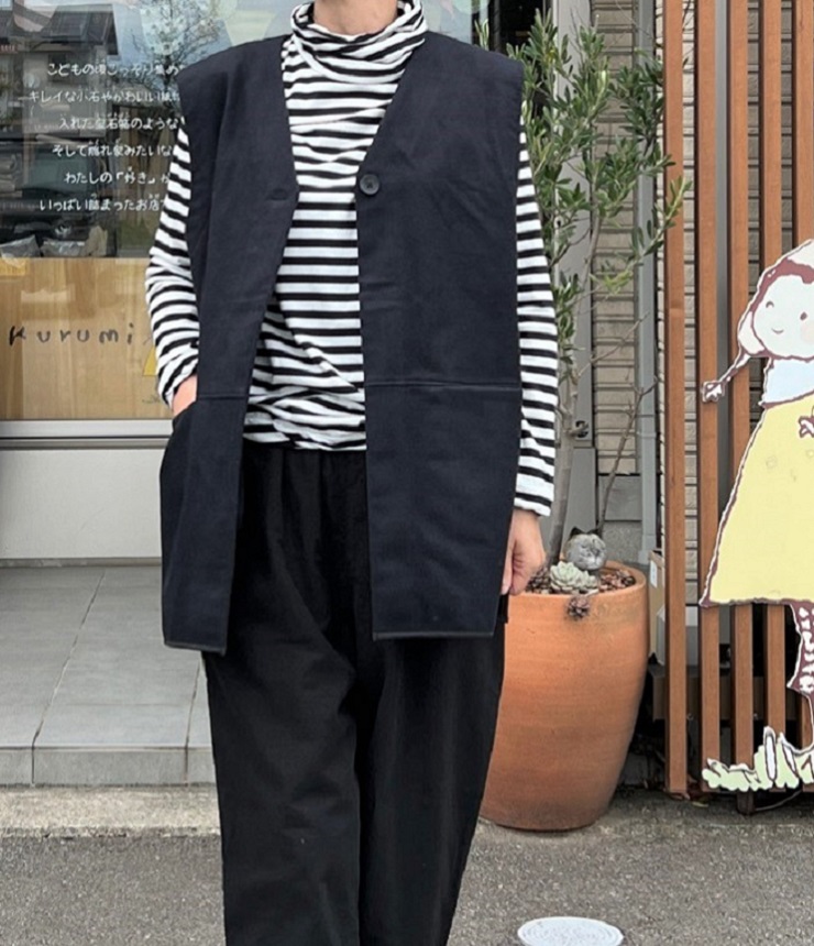 【50%OFF】chloro sister　綿メルトン キルティングベスト（ブラック） #chloro sister_toujours ensemble