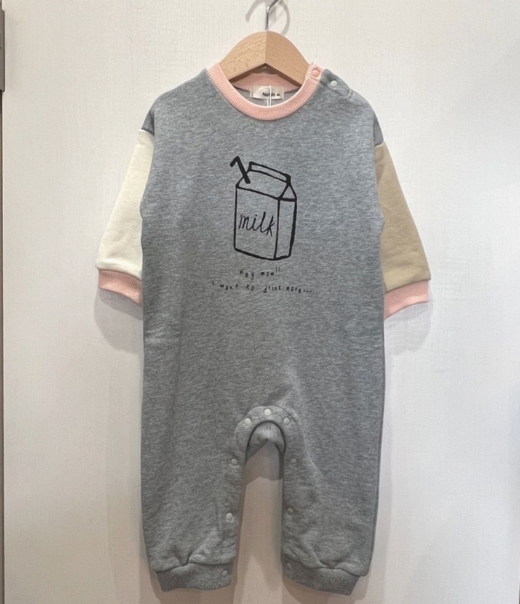 【50%OFF】NEWO　ミルクパック ロンパース　グレー（80センチ） #NEEDLE WORKS_OFFICIAL TEAM_NEWO