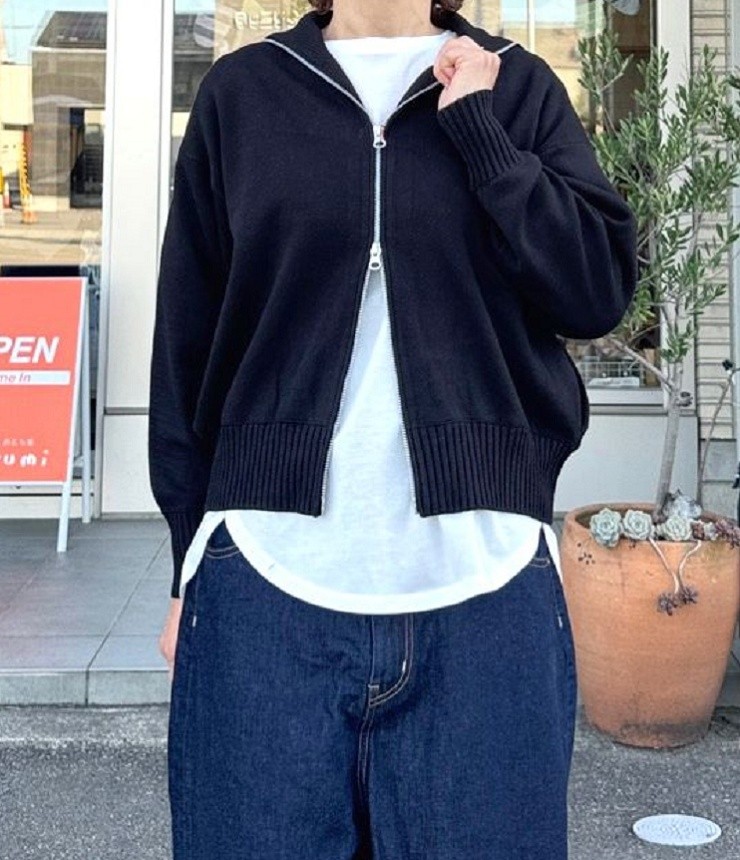 mao made　スウェット感覚で着れる ダブルジップ ジャケット（ブラック） 541113