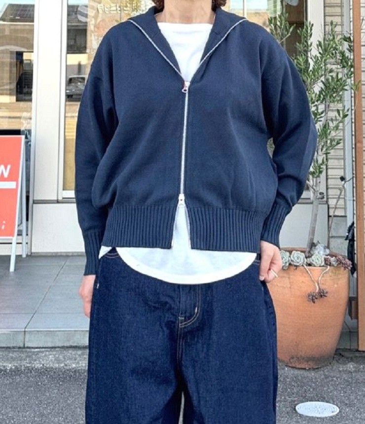 mao made　スウェット感覚で着れる ダブルジップ ジャケット（ネイビー） 541113