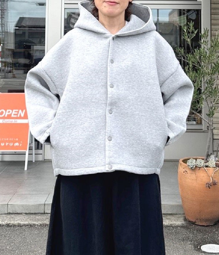 prit　30/1ダンボールニット フードジャケット（TOPグレー） P90613