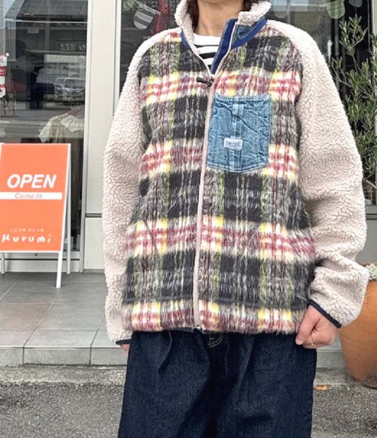 DENIM DUNGAREE 　エステルシャギーボア ジャケット　オフホワイト（レディース）  22580217