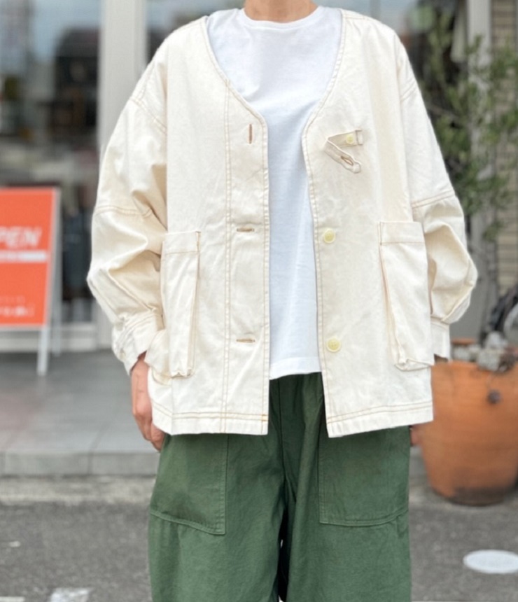 【40%OFF】BLUE LAKE MARKET　8オンスデニム ボリュームスリーブ ジャケット（アイボリー）