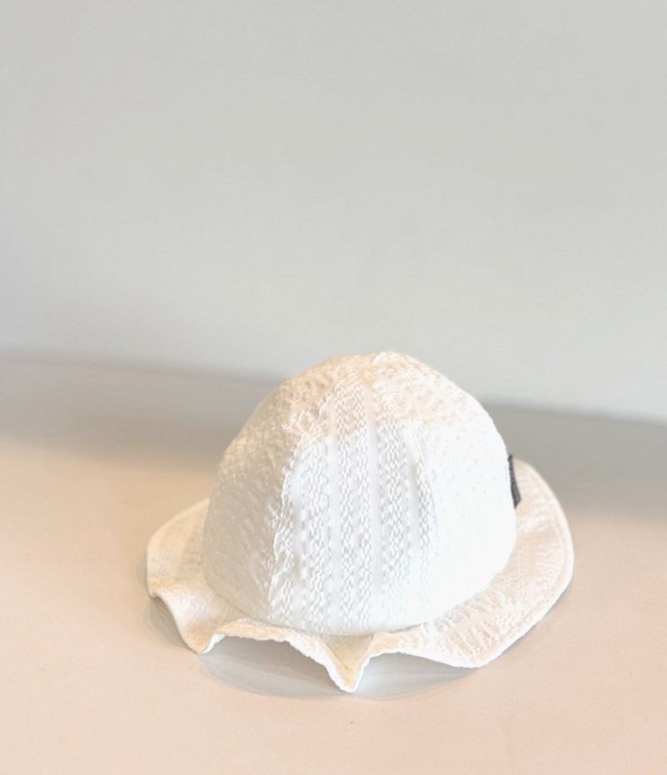 WHIP CREAM 　リップルストライプ ベビーハット　オフホワイト（46、48センチ） 352009  #WHIP CREAM_Creme Chantilly