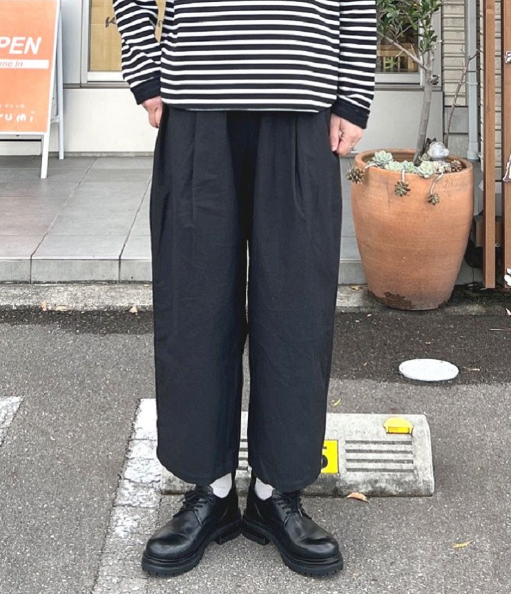 【50%OFF】SETTEN　ネル起毛 フロントタック イージーパンツ（ブラック）