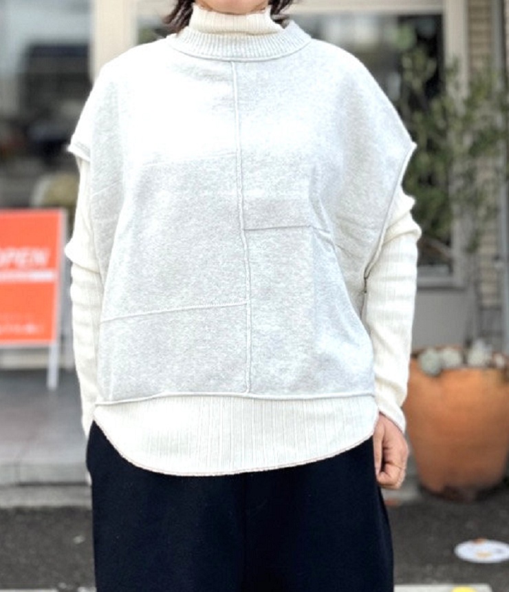 ESTROISLOSE　コットンミラノリブ ベスト（オートミール） EK25401