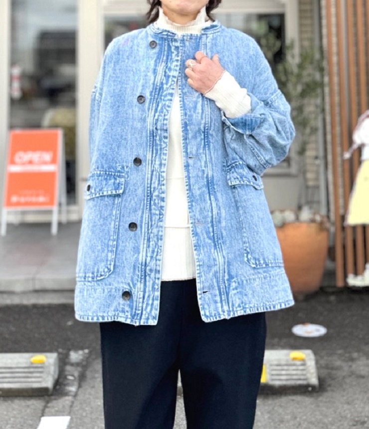 ESTROISLOSE　綿麻デニム ジャケット（フェードブルー）EB25409