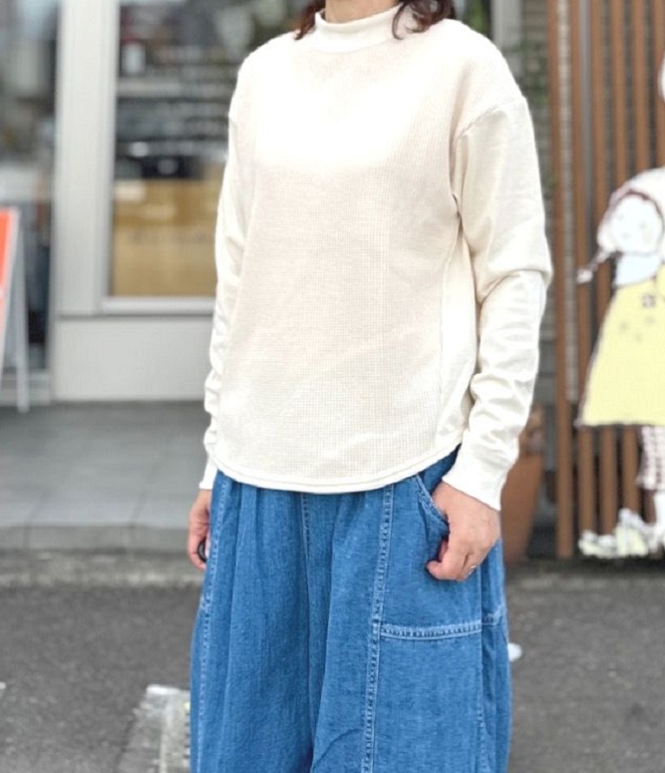 chloro sister  14/BD天竺 ワッフル切替 モックネック プルオーバー（ナチュラル） CS6372  #chloro sister_toujours ensemble