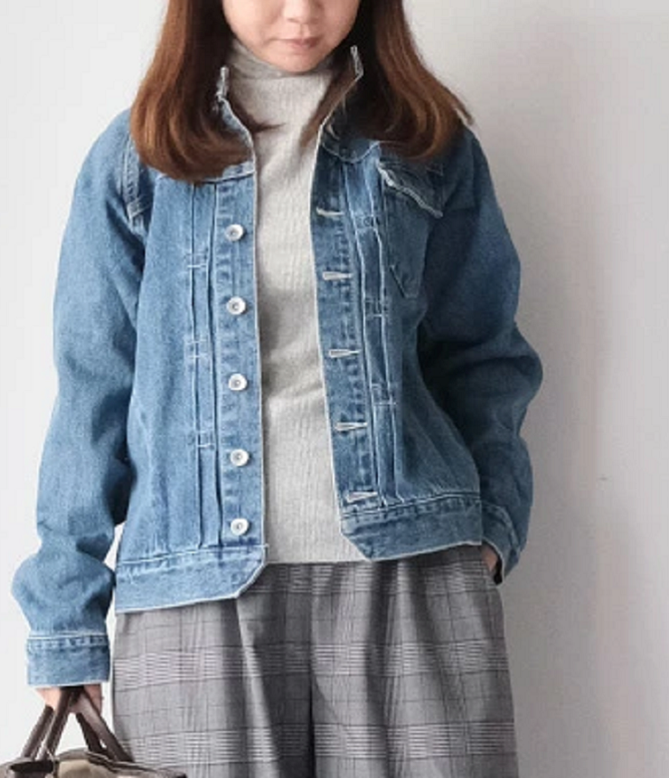 VENT BLAND+　【定番】12ozデニム スタンダード カラー ジャケット（ブリーチ） ユニセックス  amv-3224