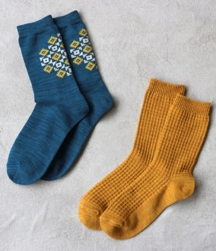 KIVIS DOU　クレスト＆ワッフル クルーソックス2P（A） #KIVIS DOU_TAWARA