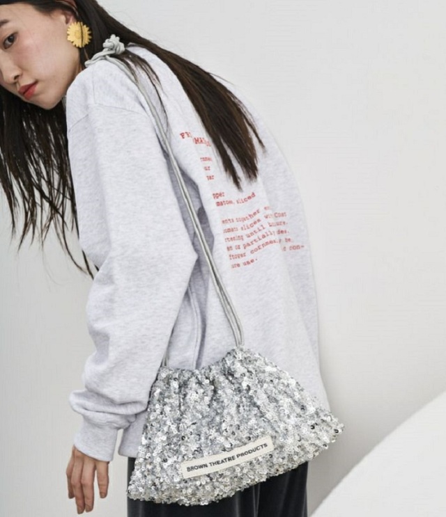 THEATRE PRODUCTS　スパンコール ショルダー ポシェット SEQUINS SHOULDER POCHETTE（シルバー）BL240332