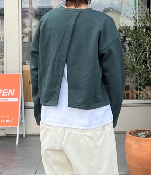 【60%OFF】chloro sister　30/10裏毛起毛 レイヤードスウェット（グリーン） #chloro sister_toujours ensemble