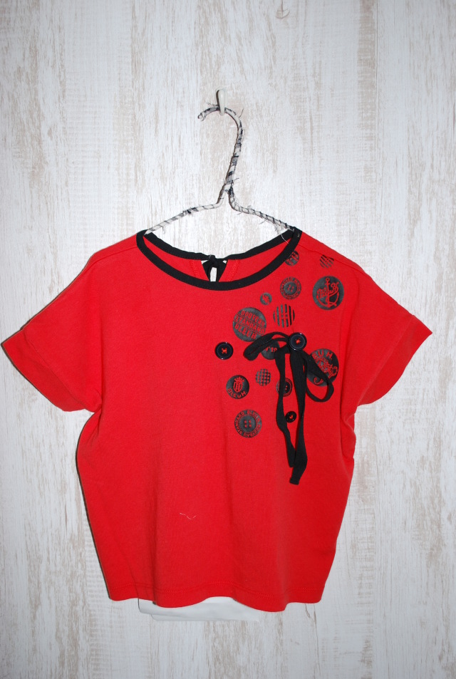 【80％OFF 】BLEU.H　両A面ボタンプリントTシャツ　レッド（110センチ）