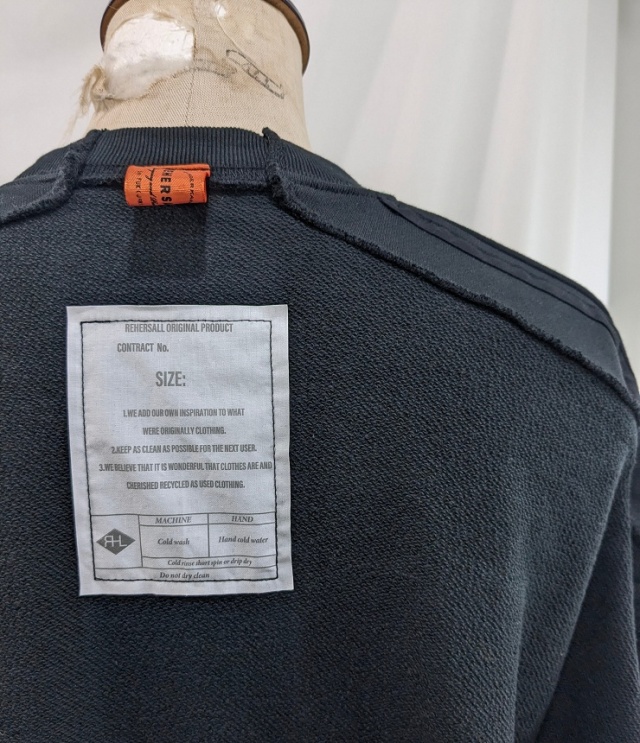 REHERSALL　パイルラインスリーブ スウェット（ブラック） mate-280