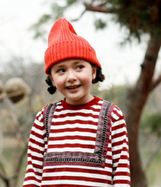 【50%OFF】Go To Hollywood　ビンテージ ボーダー天竺 スクエア Tシャツ　ワイン（130センチ）