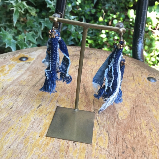 【50％OFF】harharhar　デニムとダンガリーとストライプのイヤリング