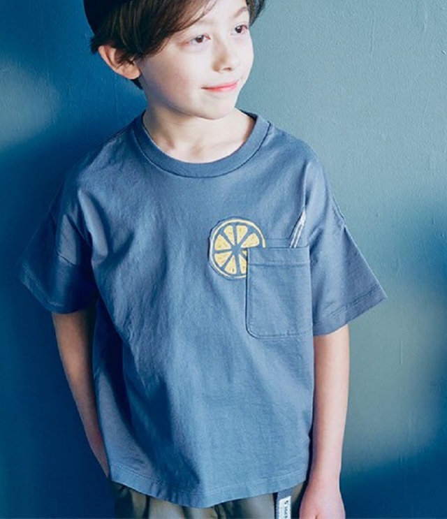 【50%OFF】６°vocaLe　SALT BLEND　ポケットTシャツ　ブルーグレー（130センチ）