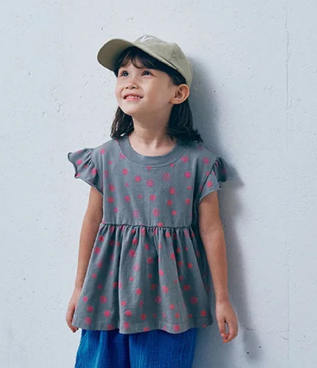 【50%OFF】６°vocaLe　フリルチュニックTシャツ　グレーベージュ（120センチ）