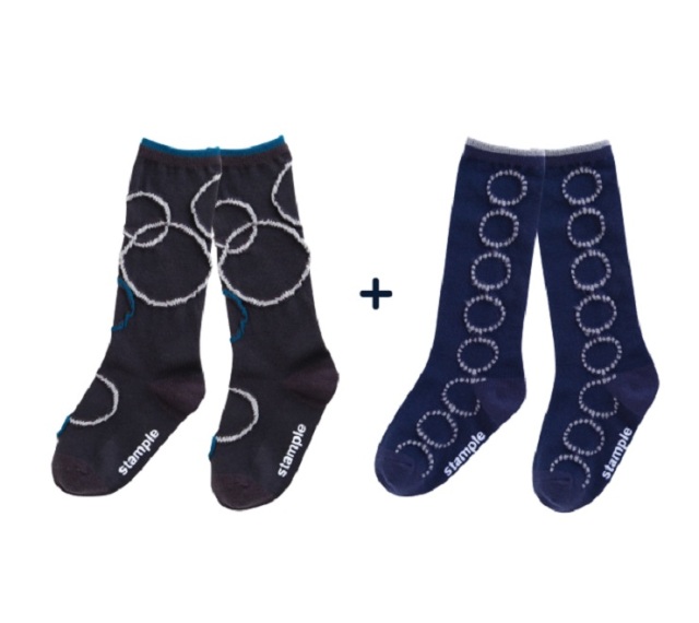 【50％OFF】stample  サークルハイソックス2足組（16～21センチ）