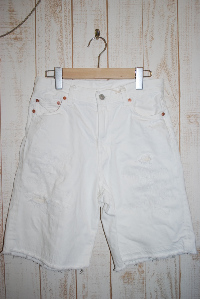 【80%OFF】DEEP BLUE　ホワイトデニムリメイクショートパンツ