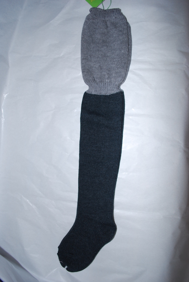 【80％OFF 】swap meet　配色ニーハイソックス　チャコールグレー（9～10センチ）
