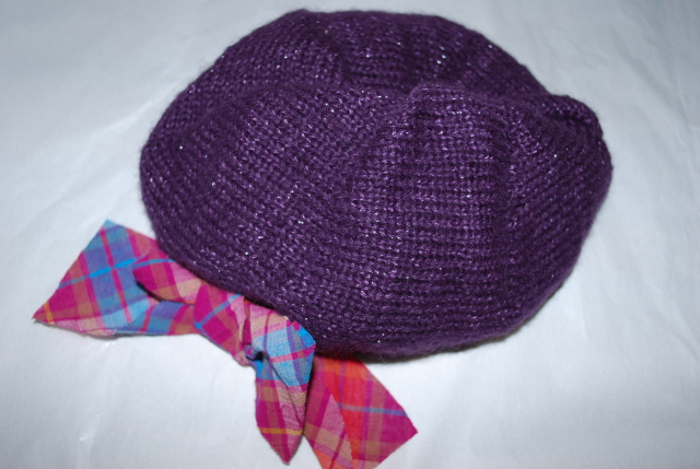 【80％OFF 】swap meet　ニットボンボン付き帽子　パープル（48～50センチ）