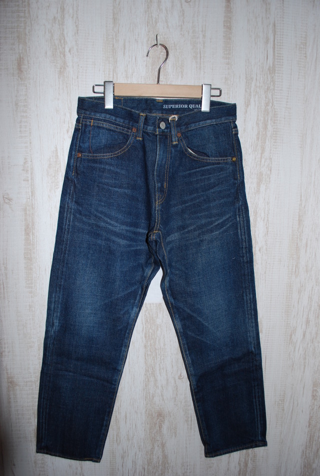 【50％OFF 】DEEP BLUE  13.5ozメンズライクデニムアンクルルーズボーイフレンドパンツ（ユーズド）