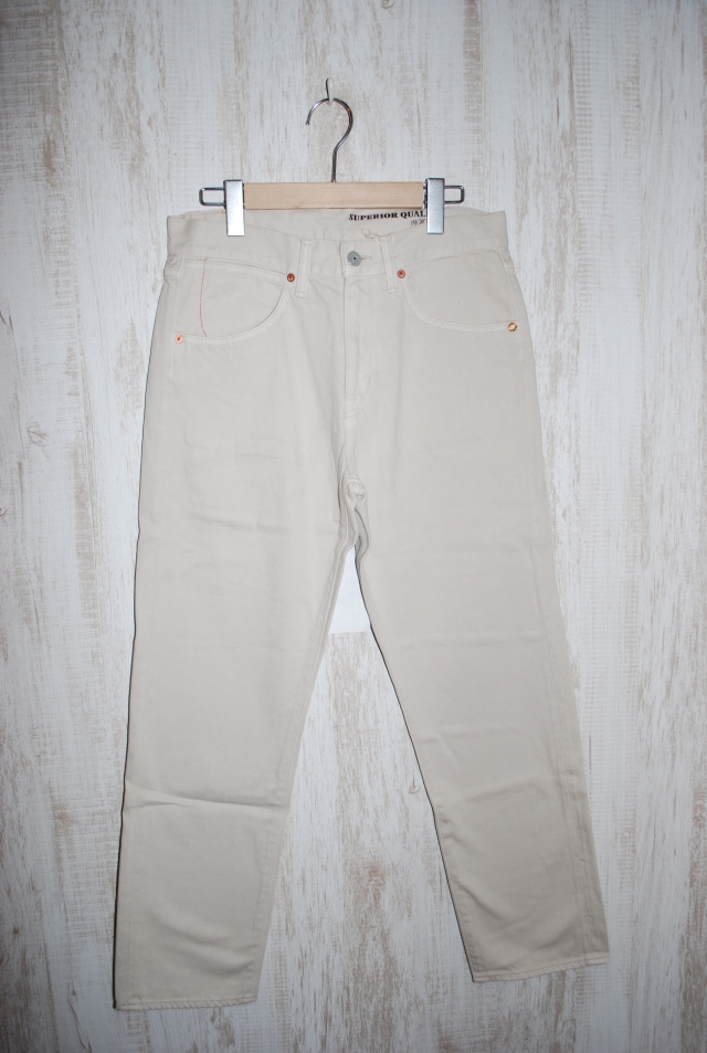 【50％OFF 】DEEP BLUE　12.5oz甘織ホワイトデニムアンクルルーズボーイフレンドパンツ（アイボリー）