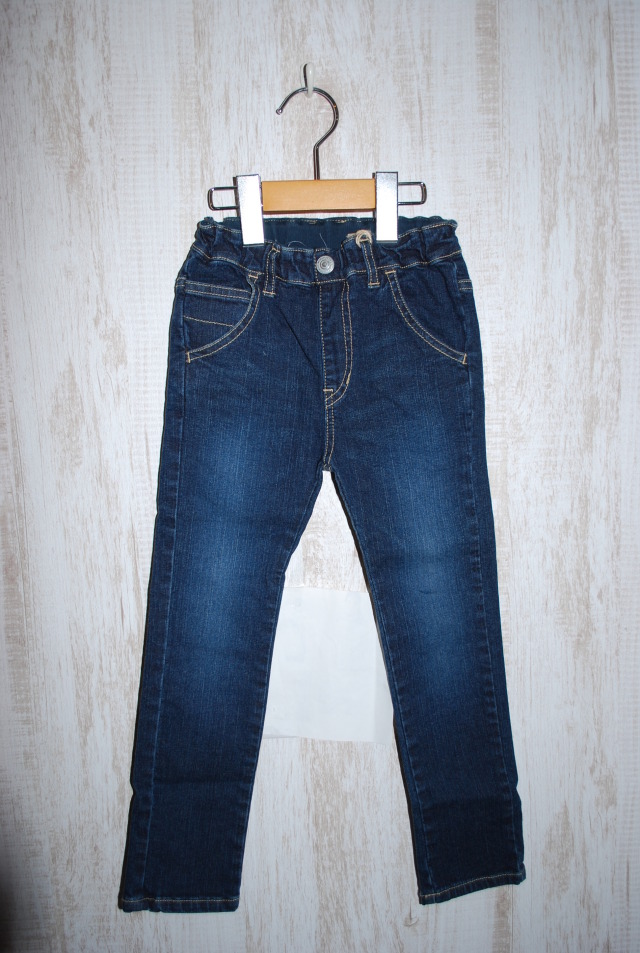 【70％OFF】FABRIQ ストレッチデニム総ゴムスキニーパンツ　バイオ濃色（80センチ）