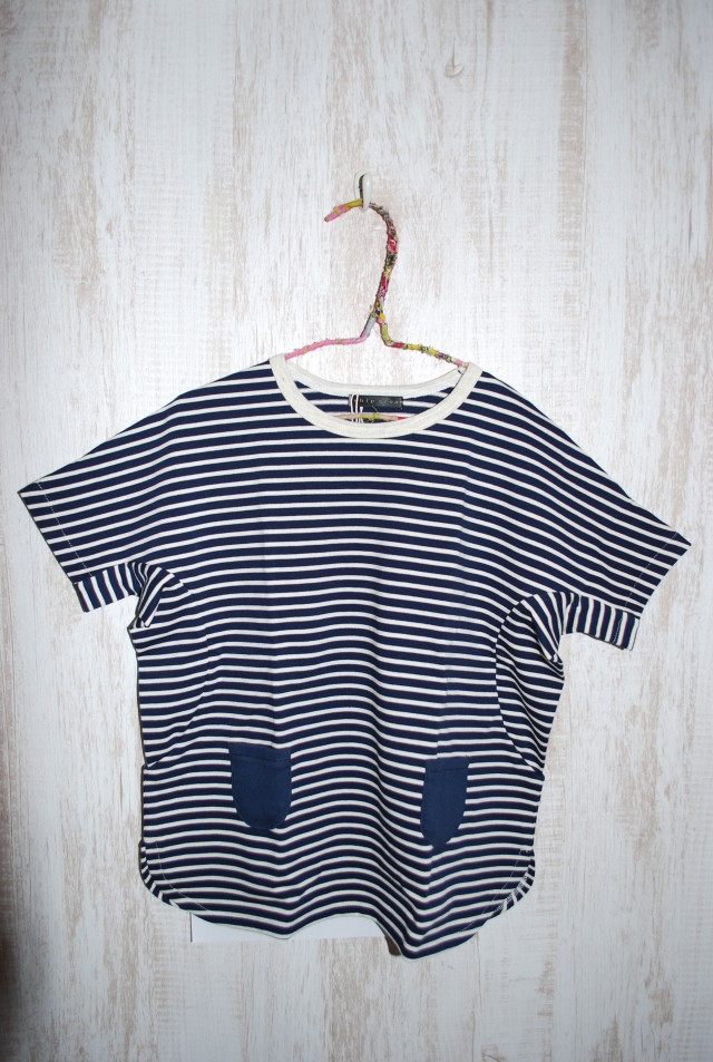 【70％OFF 】WHIP CREAM 　ボーダー切替チュニック　ネイビー（100センチ） #WHIP CREAM_Creme Chantilly