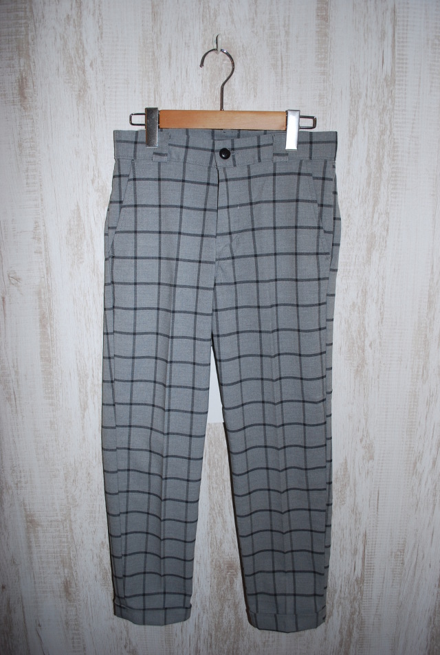 【80%OFF】DEEP BLUE　TRストレッチチェック柄センタープレストラウザー（グレー）