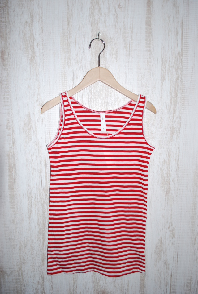 【70%OFF】prit 40/1スーピマ天竺ボーダータンクトップ（シロ×レッド）