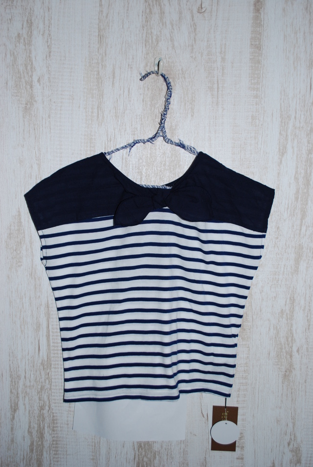 【70%OFF】WHIP CREAM 　リボン切替2WAY Tシャツ　ブルー（110センチ） #WHIP CREAM_Creme Chantilly