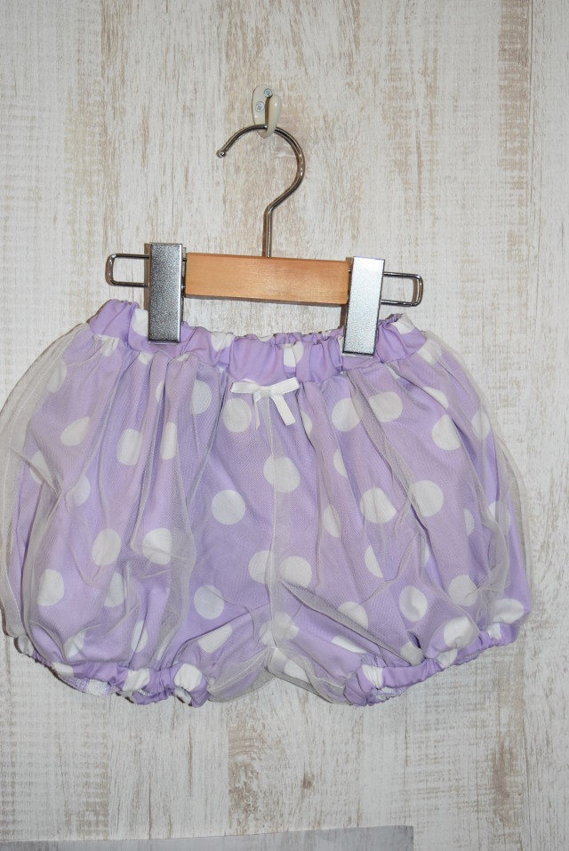 【70%OFF】Creme Chantilly  ドットプリントチュール重ねブルマ　パープル（80～90センチ） #WHIP CREAM_Creme Chantilly