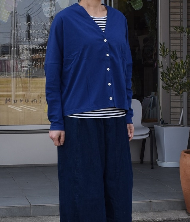 【50%OFF】chloro sister  【定番】エーゲ海天竺ドロップショルダーカーディガン（ブルー） #chloro sister_toujours ensemble