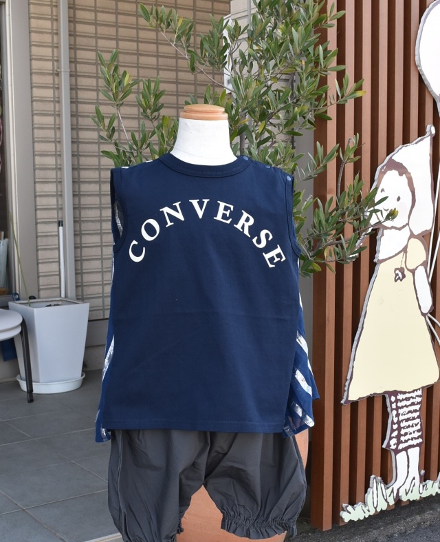 【70%OFF】melt  CONVERSE バックギャザータンク　ネイビー（110センチ）
