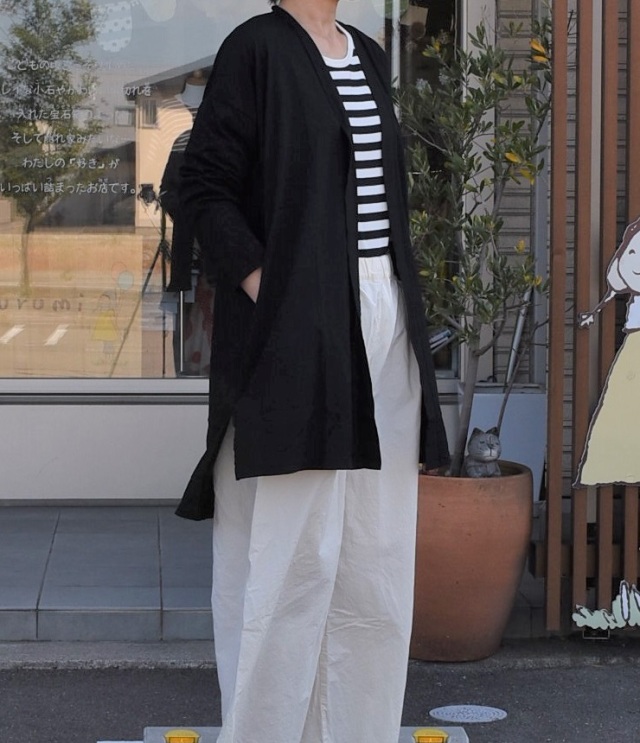 【50%OFF】Sabbatum　エシカルレーヨンコットン天竺ミドル丈カーディガン（ブラック）