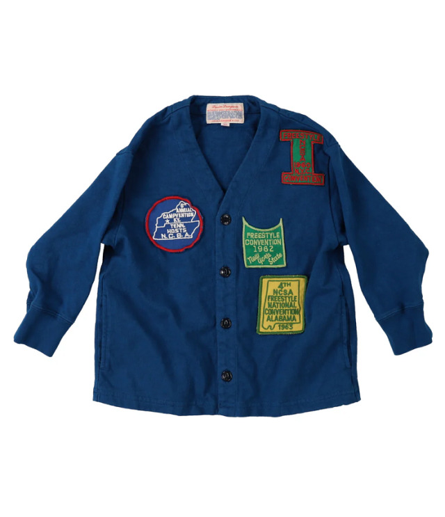 DENIM DUNGAREE 　天竺 ワッペン カーディガン　ネイビー  22580426