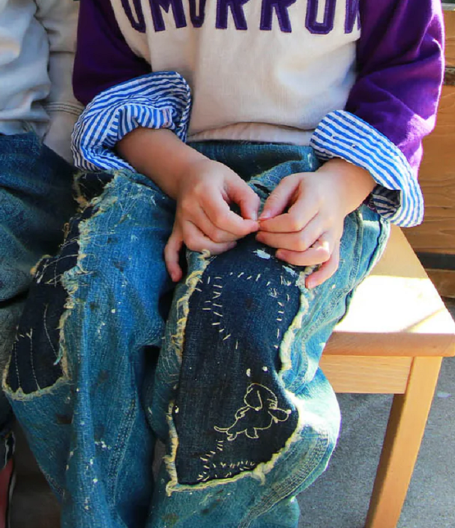 DENIM DUNGAREE 　8OZデニム リメイク イージー パンツ　ブルー   22580601