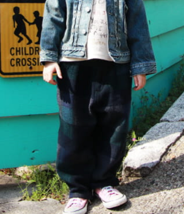 【先行予約】DENIM DUNGAREE 　パッチワーク 起毛 チェック パンツ　ネイビー  22580620