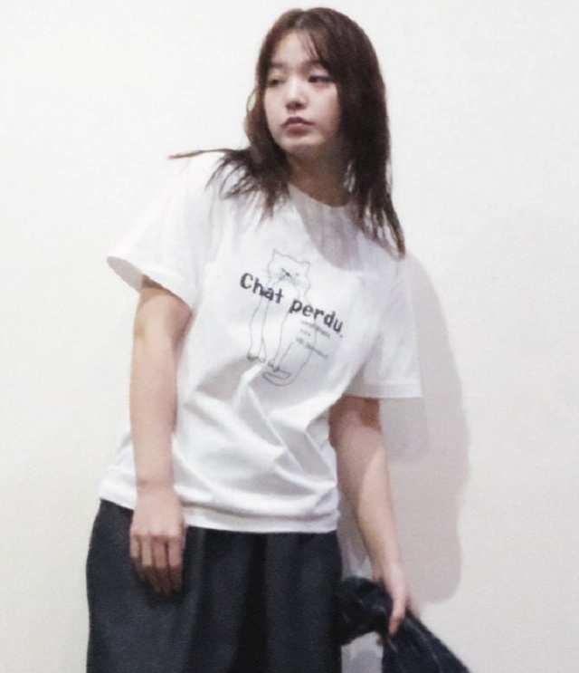 vent blanc　“Chat perdu” PRINT-TEE（オフホワイト/ブラック）VC261835